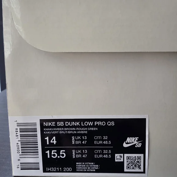 Nike SB Dunk Low Pro QS Arts-Rec Men's Size 14 New In Box